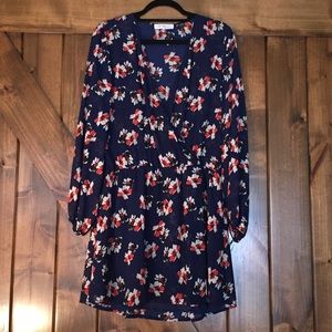 Navy faux wrap dress